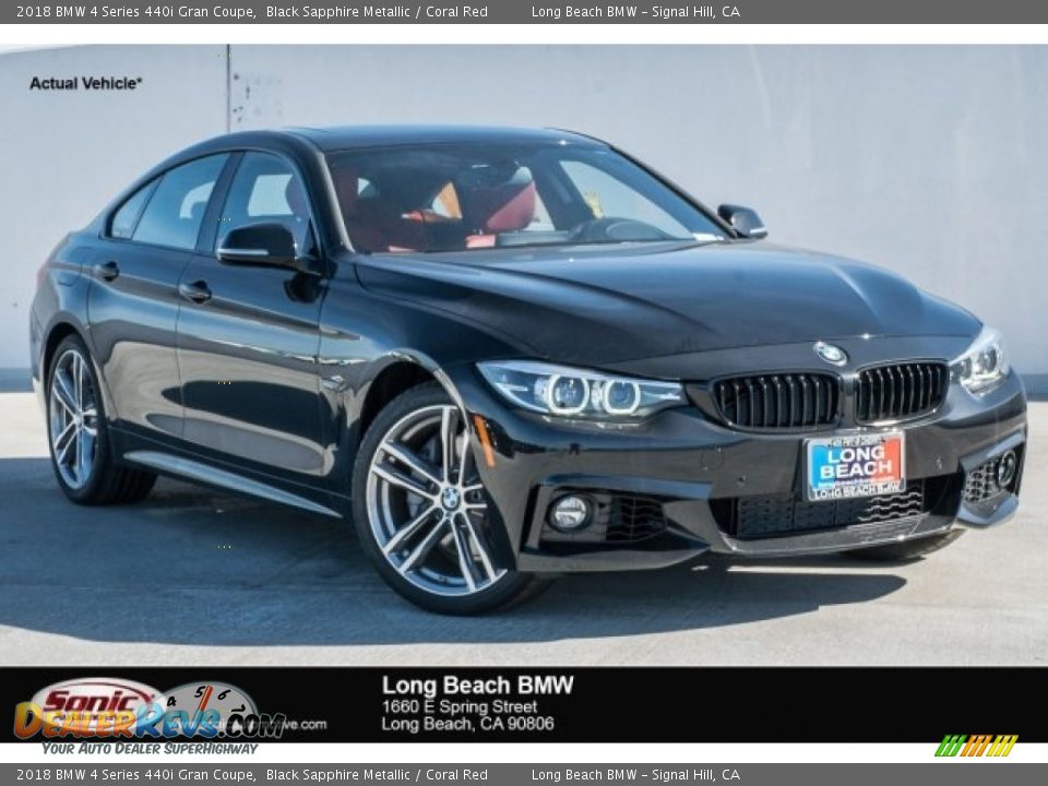 2018 BMW 4 Series 440i Gran Coupe Black Sapphire Metallic / Coral Red Photo #1
