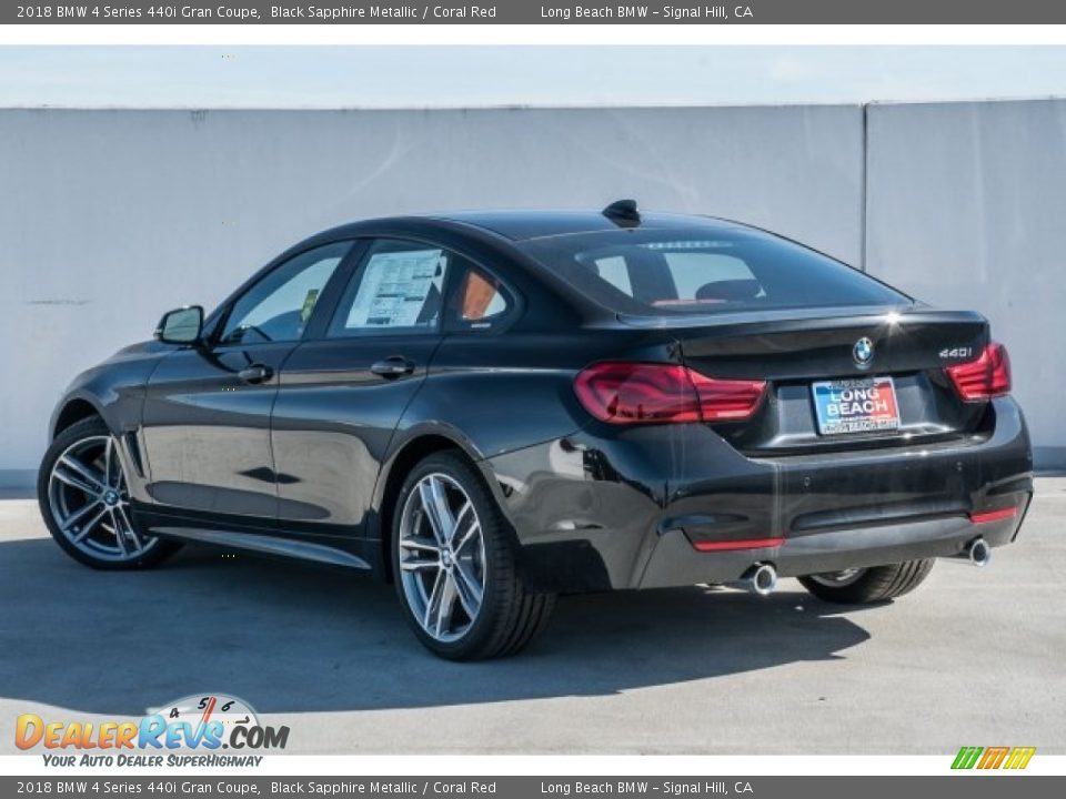2018 BMW 4 Series 440i Gran Coupe Black Sapphire Metallic / Coral Red Photo #3