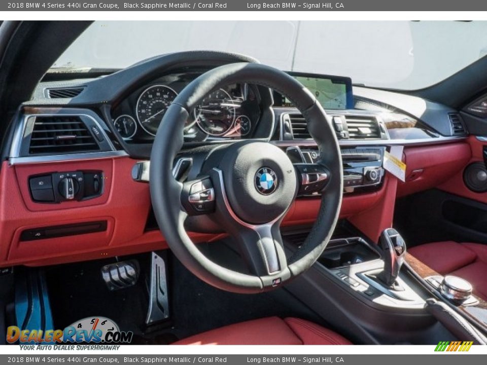 2018 BMW 4 Series 440i Gran Coupe Black Sapphire Metallic / Coral Red Photo #5