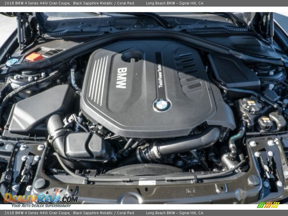2018 BMW 4 Series 440i Gran Coupe Black Sapphire Metallic / Coral Red Photo #8