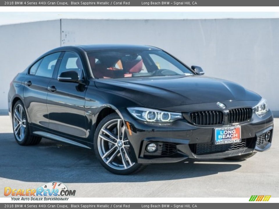 2018 BMW 4 Series 440i Gran Coupe Black Sapphire Metallic / Coral Red Photo #12