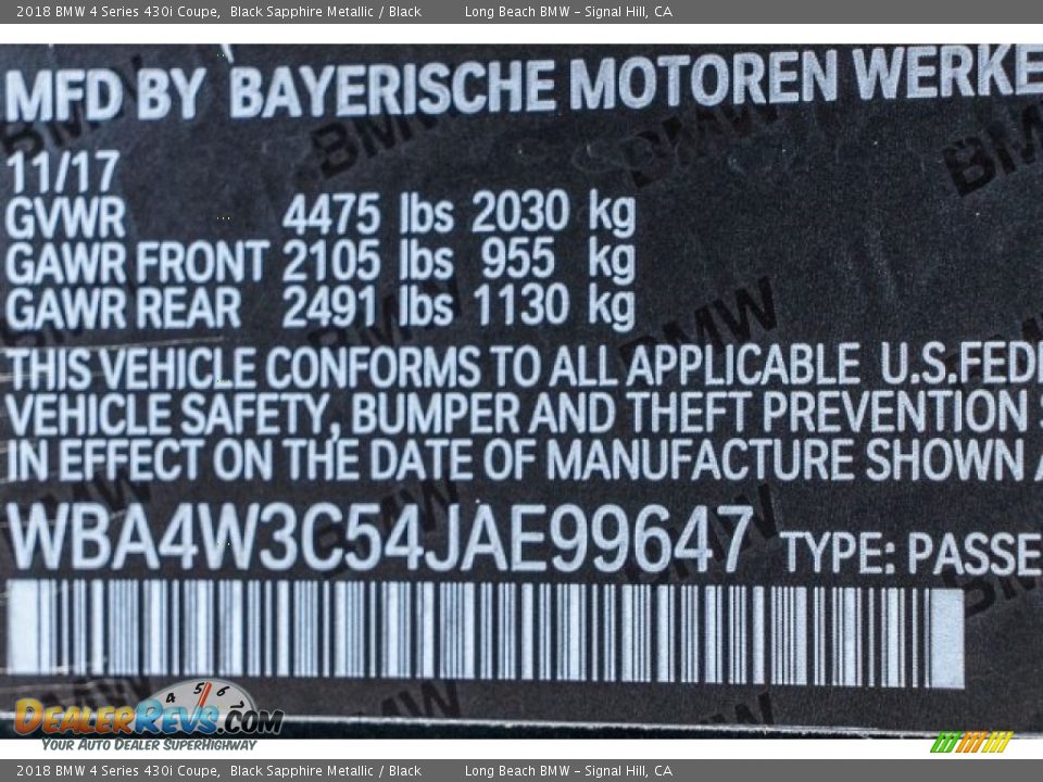 2018 BMW 4 Series 430i Coupe Black Sapphire Metallic / Black Photo #10