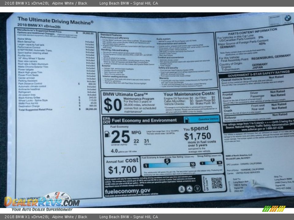 2018 BMW X1 xDrive28i Alpine White / Black Photo #10
