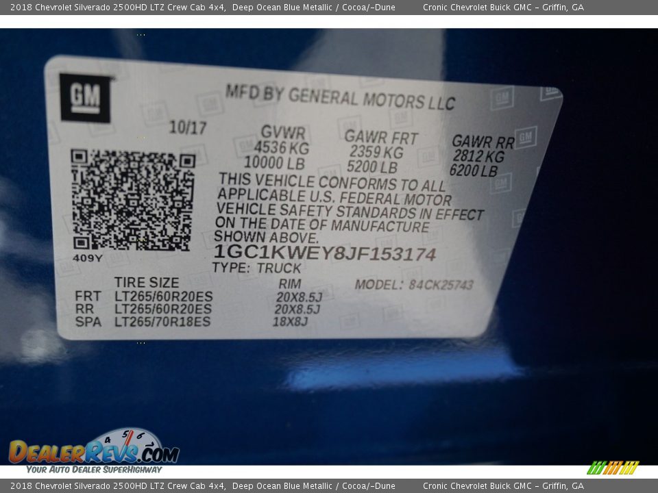 2018 Chevrolet Silverado 2500HD LTZ Crew Cab 4x4 Deep Ocean Blue Metallic / Cocoa/­Dune Photo #16