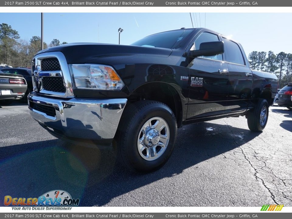 2017 Ram 2500 SLT Crew Cab 4x4 Brilliant Black Crystal Pearl / Black/Diesel Gray Photo #3