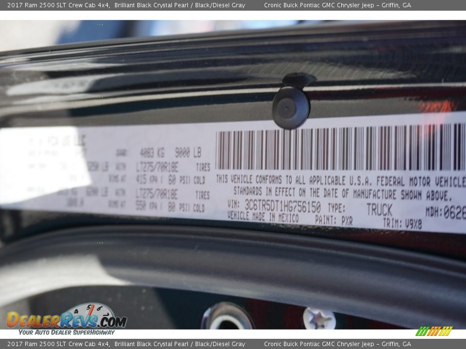 2017 Ram 2500 SLT Crew Cab 4x4 Brilliant Black Crystal Pearl / Black/Diesel Gray Photo #22