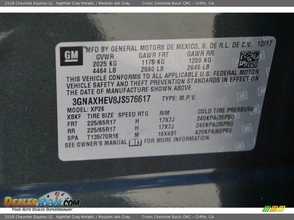 2018 Chevrolet Equinox LS Nightfall Gray Metallic / Medium Ash Gray Photo #13