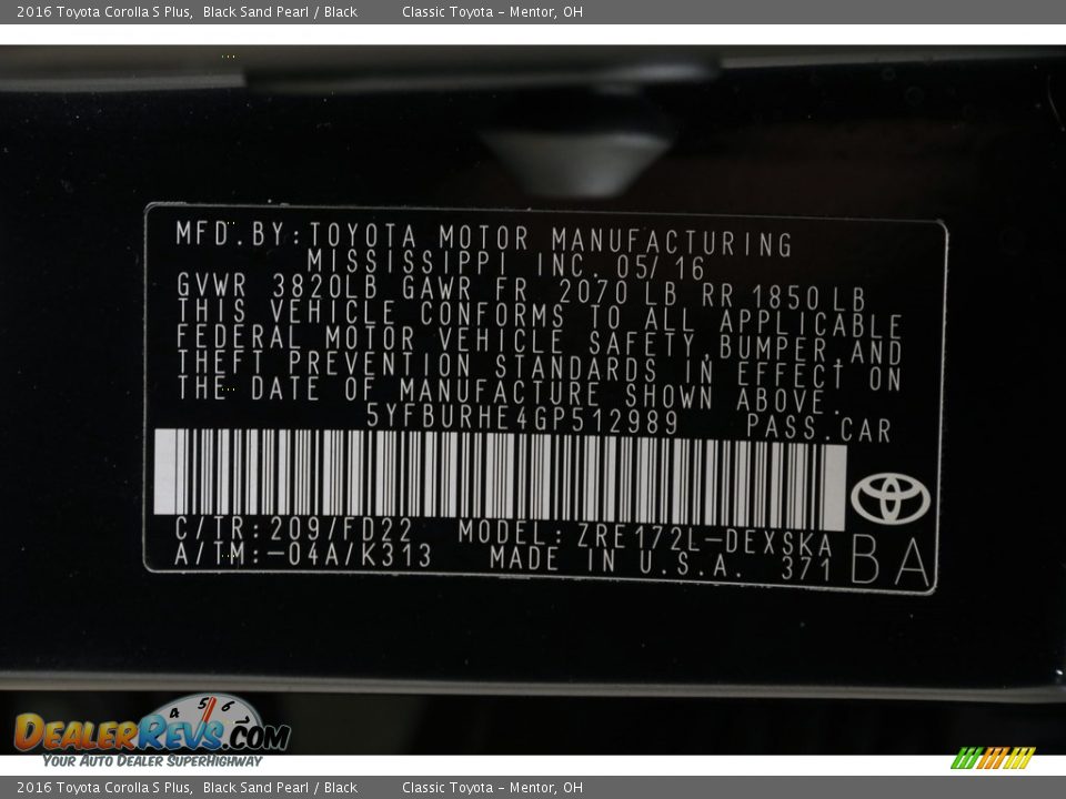 2016 Toyota Corolla S Plus Black Sand Pearl / Black Photo #17