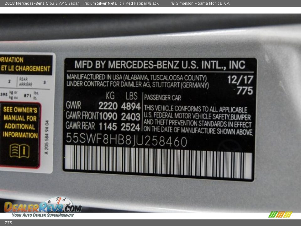 Mercedes-Benz Color Code 775 Iridium Silver Metallic