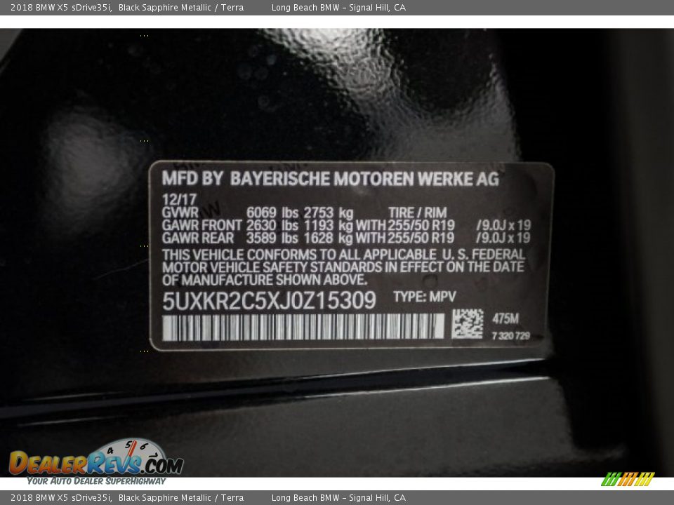 2018 BMW X5 sDrive35i Black Sapphire Metallic / Terra Photo #12