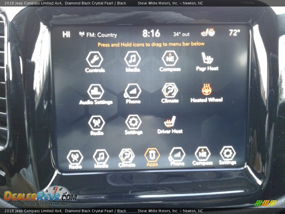 2018 Jeep Compass Limited 4x4 Diamond Black Crystal Pearl / Black Photo #22