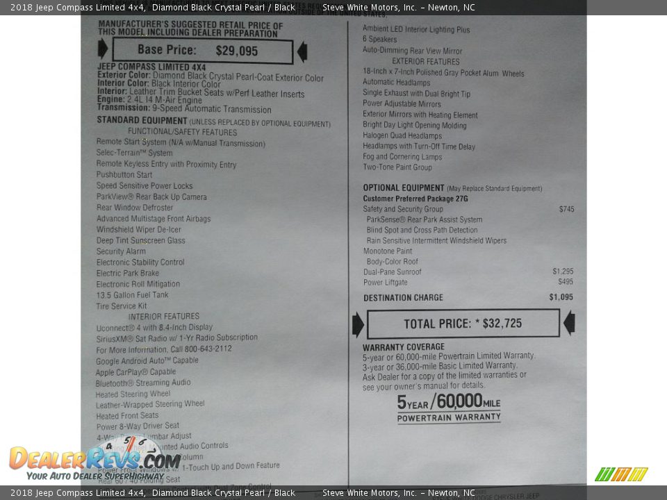 2018 Jeep Compass Limited 4x4 Diamond Black Crystal Pearl / Black Photo #31