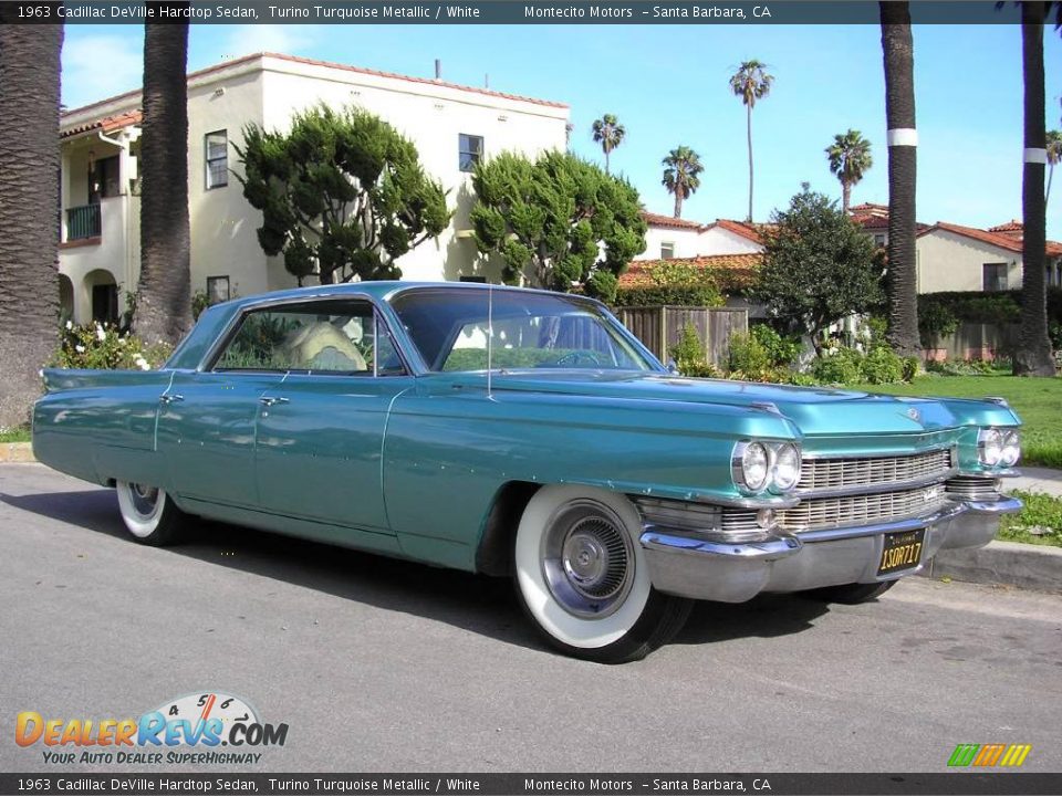 1963 Cadillac DeVille Hardtop Sedan Turino Turquoise Metallic / White Photo #1