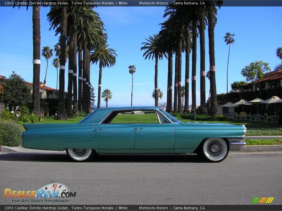 1963 Cadillac DeVille Hardtop Sedan Turino Turquoise Metallic / White Photo #2
