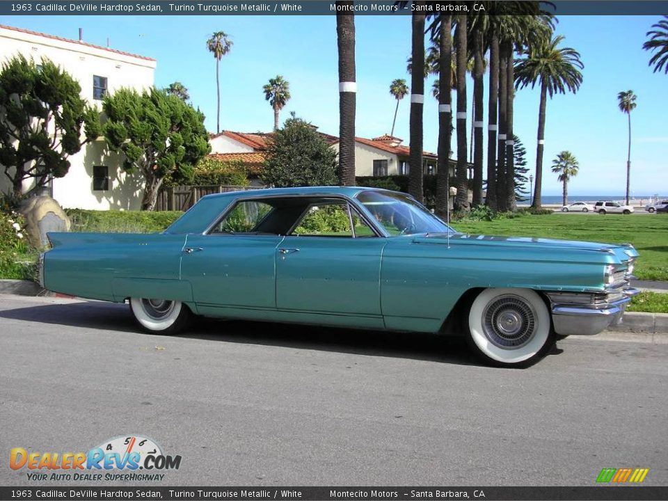 1963 Cadillac DeVille Hardtop Sedan Turino Turquoise Metallic / White Photo #3
