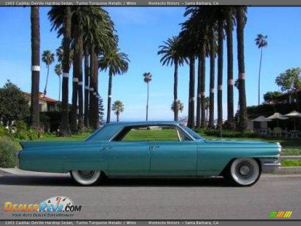 1963 Cadillac DeVille Hardtop Sedan Turino Turquoise Metallic / White Photo #4