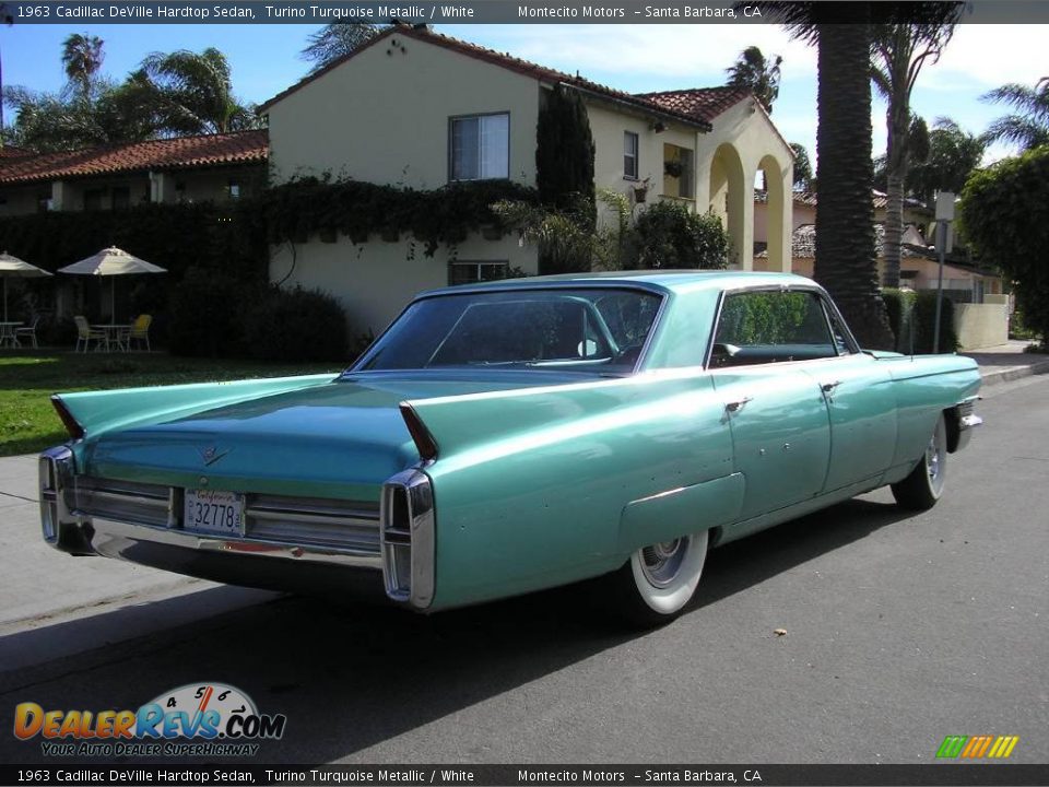 1963 Cadillac DeVille Hardtop Sedan Turino Turquoise Metallic / White Photo #5