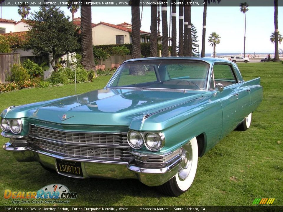 1963 Cadillac DeVille Hardtop Sedan Turino Turquoise Metallic / White Photo #7