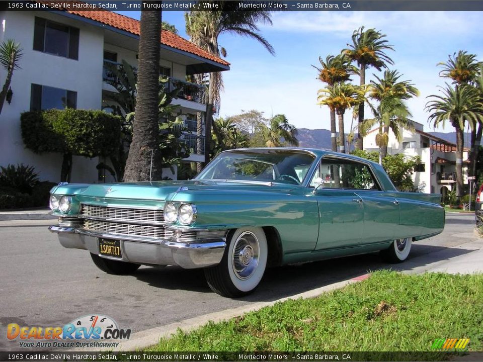 1963 Cadillac DeVille Hardtop Sedan Turino Turquoise Metallic / White Photo #9