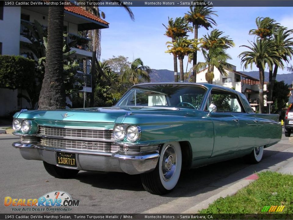 1963 Cadillac DeVille Hardtop Sedan Turino Turquoise Metallic / White Photo #10