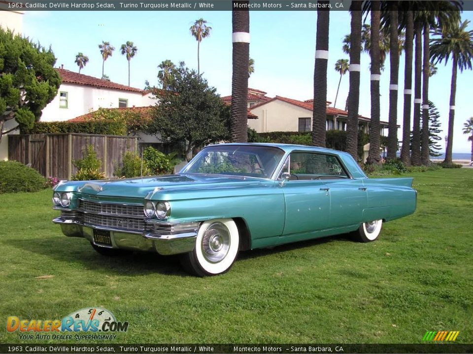 1963 Cadillac DeVille Hardtop Sedan Turino Turquoise Metallic / White Photo #12
