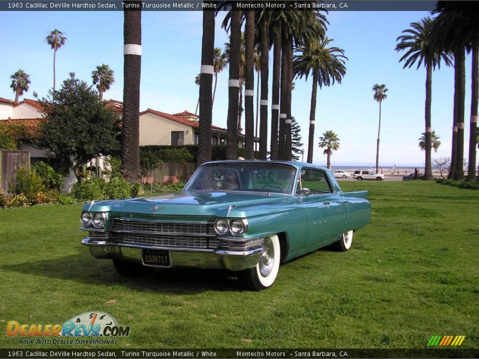 1963 Cadillac DeVille Hardtop Sedan Turino Turquoise Metallic / White Photo #13