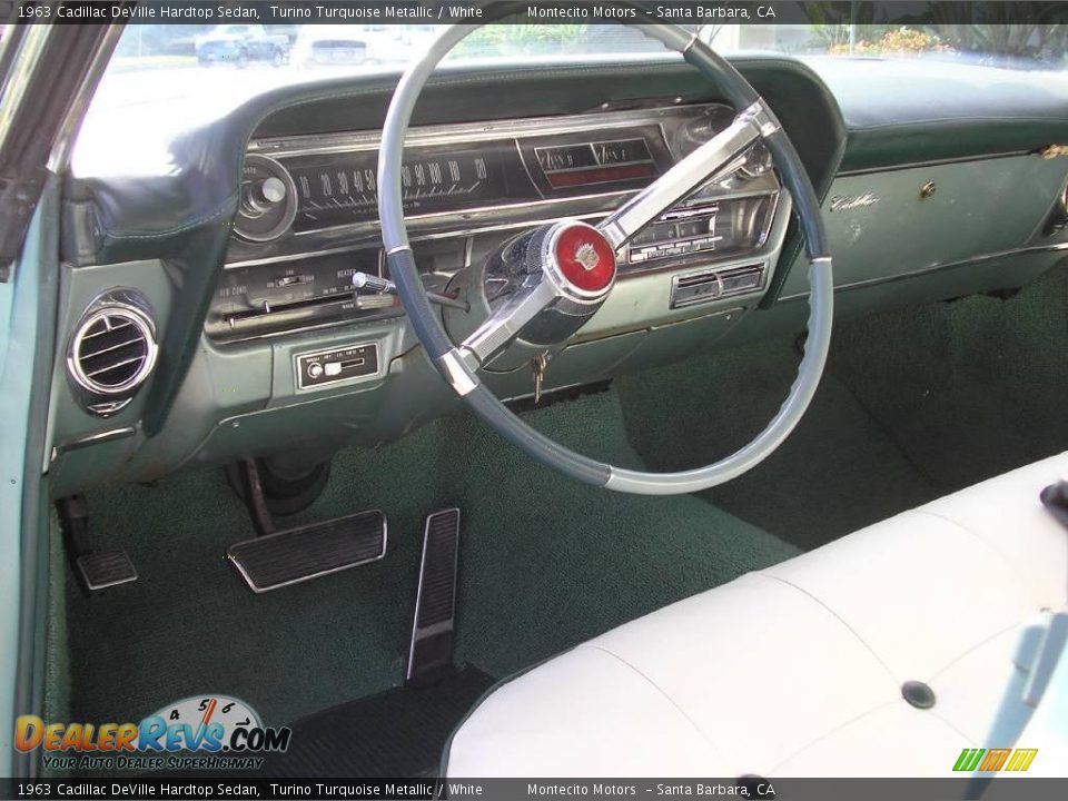 1963 Cadillac DeVille Hardtop Sedan Turino Turquoise Metallic / White Photo #14