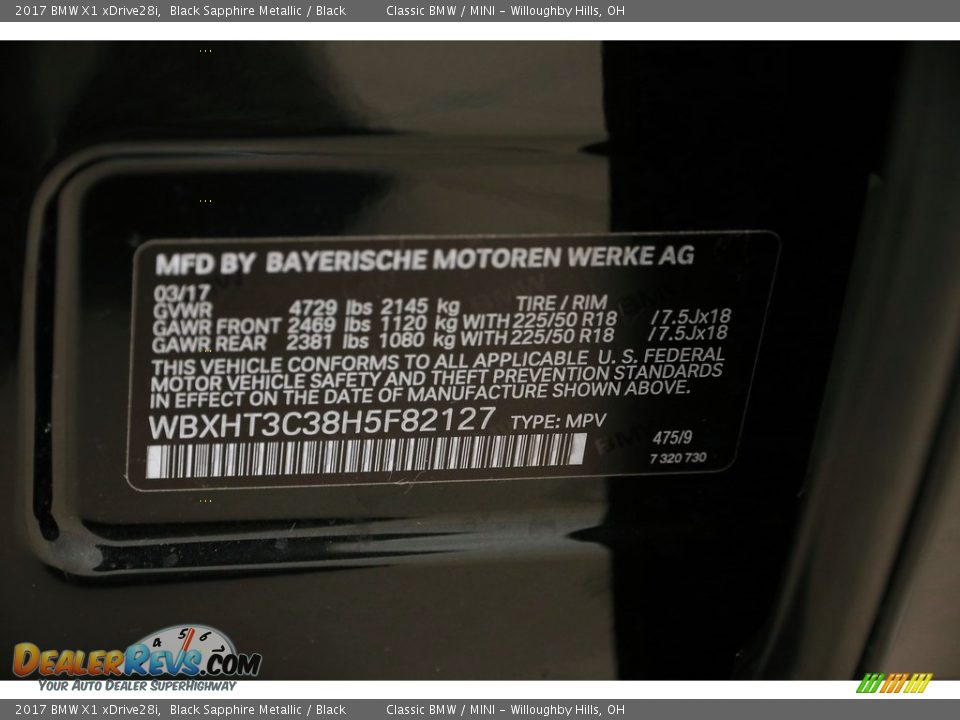 2017 BMW X1 xDrive28i Black Sapphire Metallic / Black Photo #21