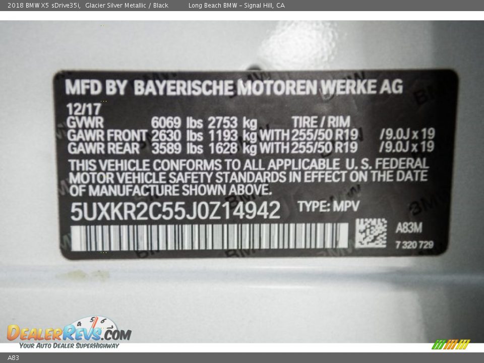 BMW Color Code A83 Glacier Silver Metallic