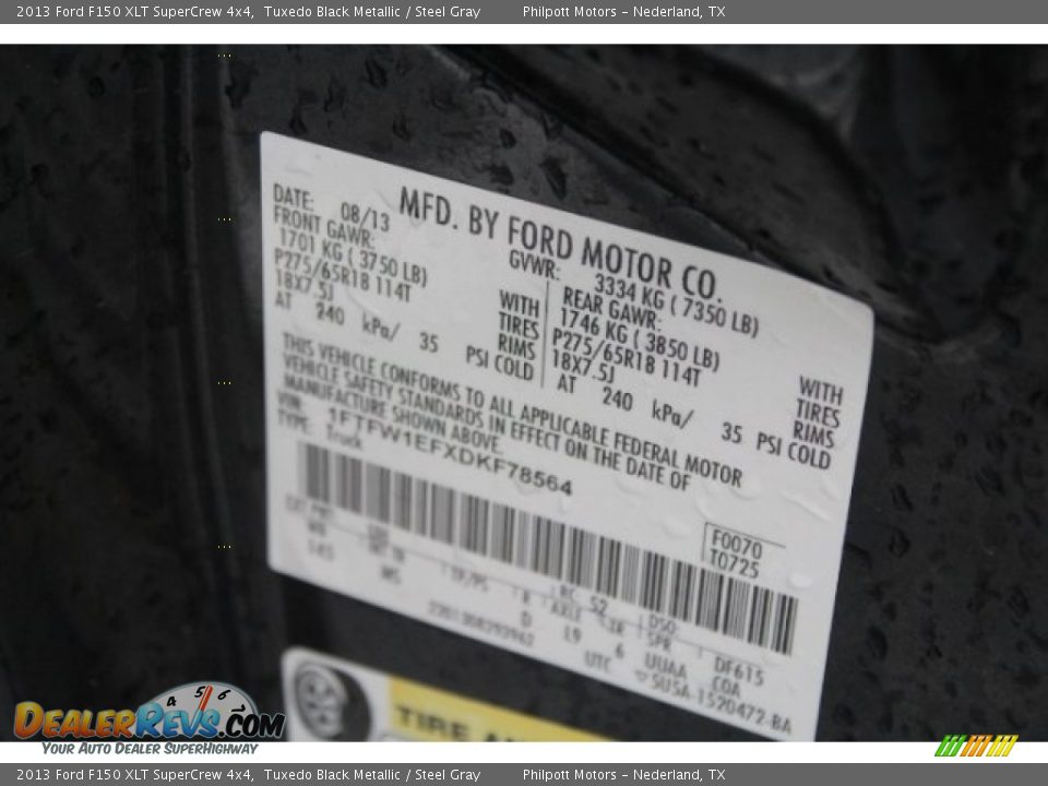 2013 Ford F150 XLT SuperCrew 4x4 Tuxedo Black Metallic / Steel Gray Photo #34