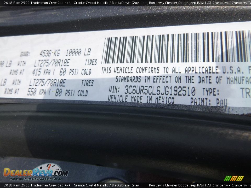 2018 Ram 2500 Tradesman Crew Cab 4x4 Granite Crystal Metallic / Black/Diesel Gray Photo #14