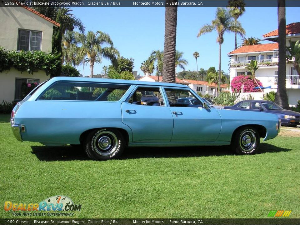 1969 Chevrolet Biscayne Brookwood Wagon Glacier Blue / Blue Photo #10