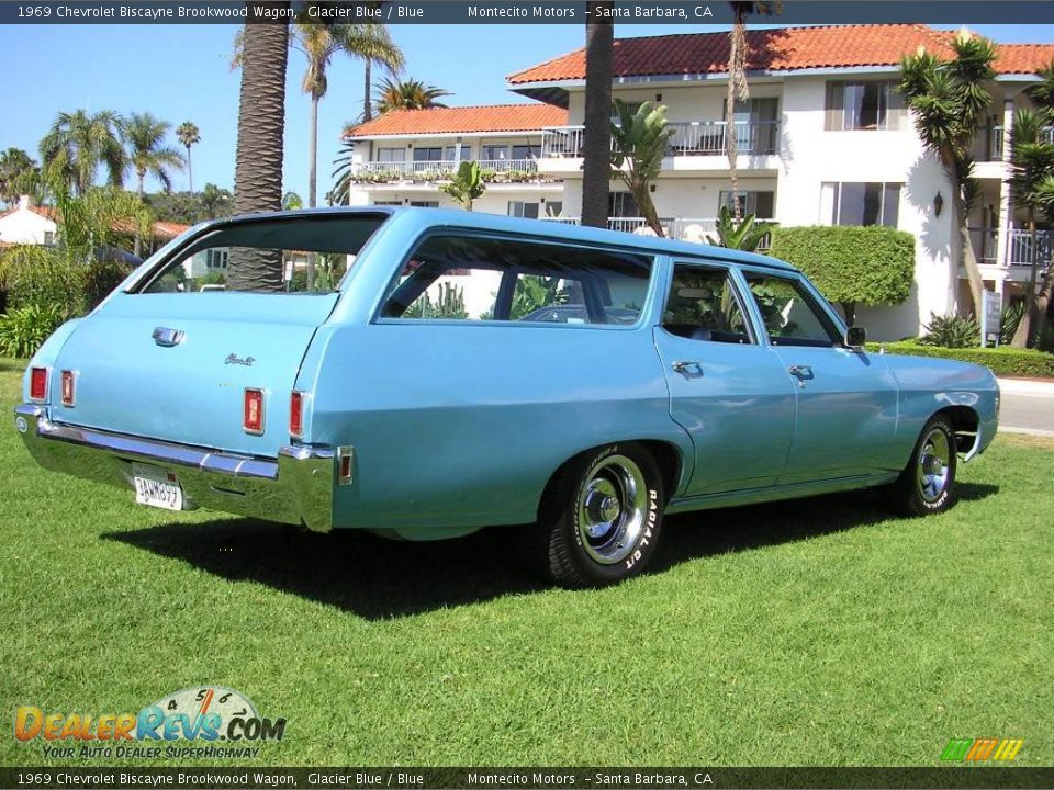 1969 Chevrolet Biscayne Brookwood Wagon Glacier Blue / Blue Photo #11
