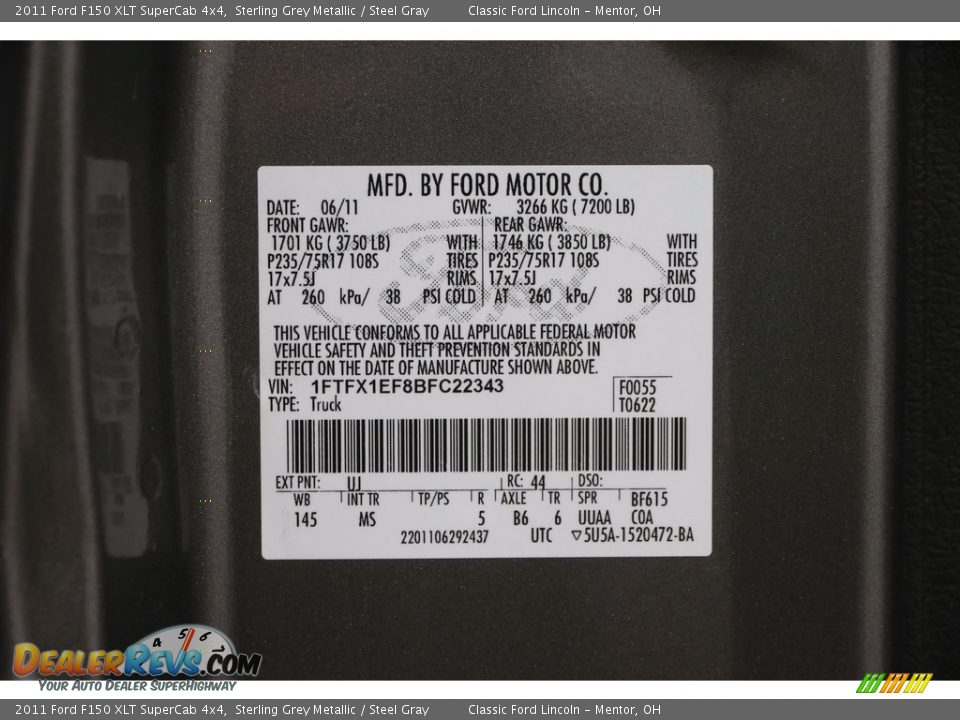 2011 Ford F150 XLT SuperCab 4x4 Sterling Grey Metallic / Steel Gray Photo #16