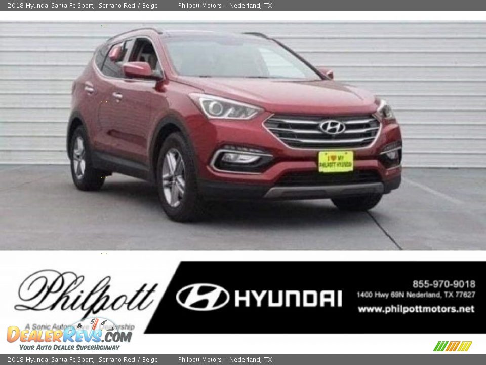 2018 Hyundai Santa Fe Sport Serrano Red / Beige Photo #1