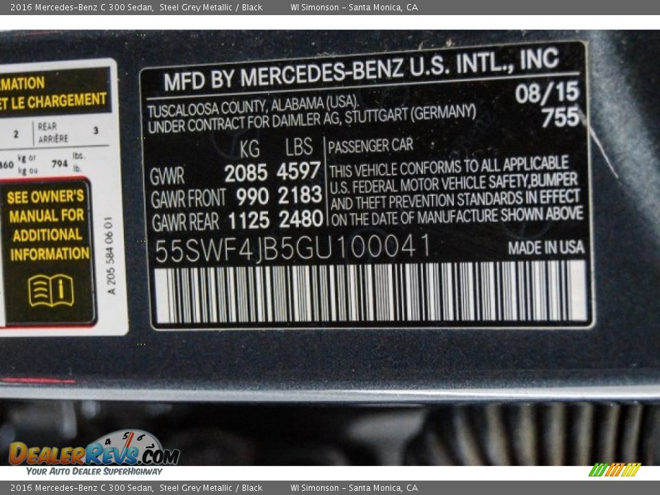 2016 Mercedes-Benz C 300 Sedan Steel Grey Metallic / Black Photo #19