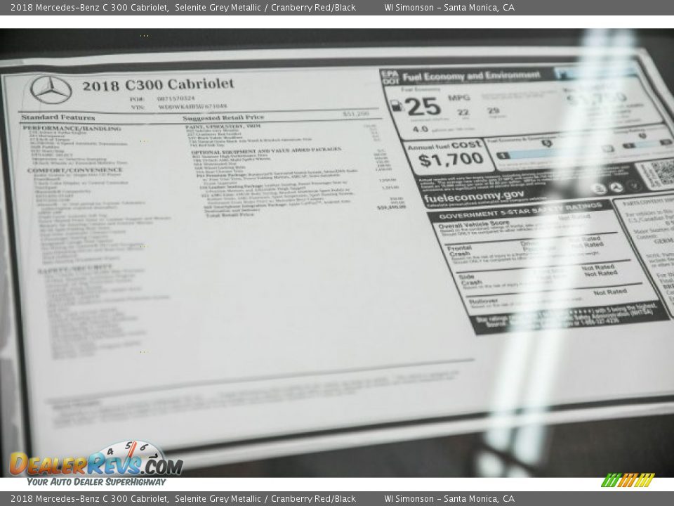 2018 Mercedes-Benz C 300 Cabriolet Selenite Grey Metallic / Cranberry Red/Black Photo #10