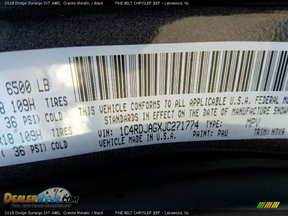 2018 Dodge Durango SXT AWD Granite Metallic / Black Photo #8