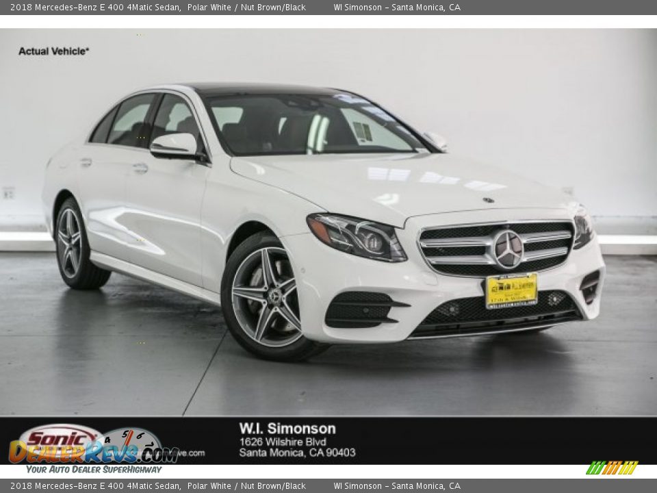 2018 Mercedes-Benz E 400 4Matic Sedan Polar White / Nut Brown/Black Photo #1