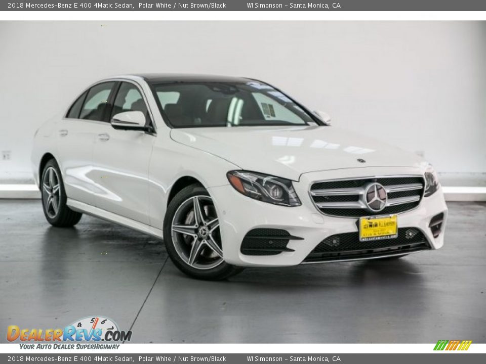 2018 Mercedes-Benz E 400 4Matic Sedan Polar White / Nut Brown/Black Photo #12
