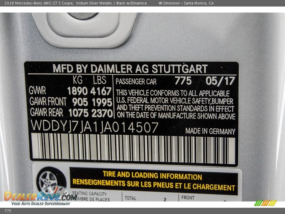 Mercedes-Benz Color Code 775 Iridium Silver Metallic