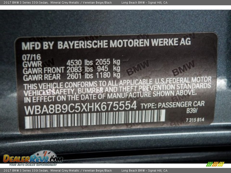 2017 BMW 3 Series 330i Sedan Mineral Grey Metallic / Venetian Beige/Black Photo #18