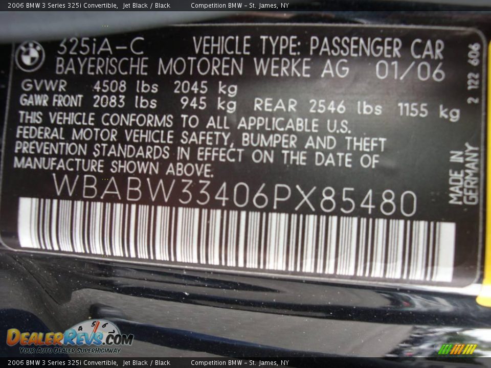 2006 BMW 3 Series 325i Convertible Jet Black / Black Photo #15