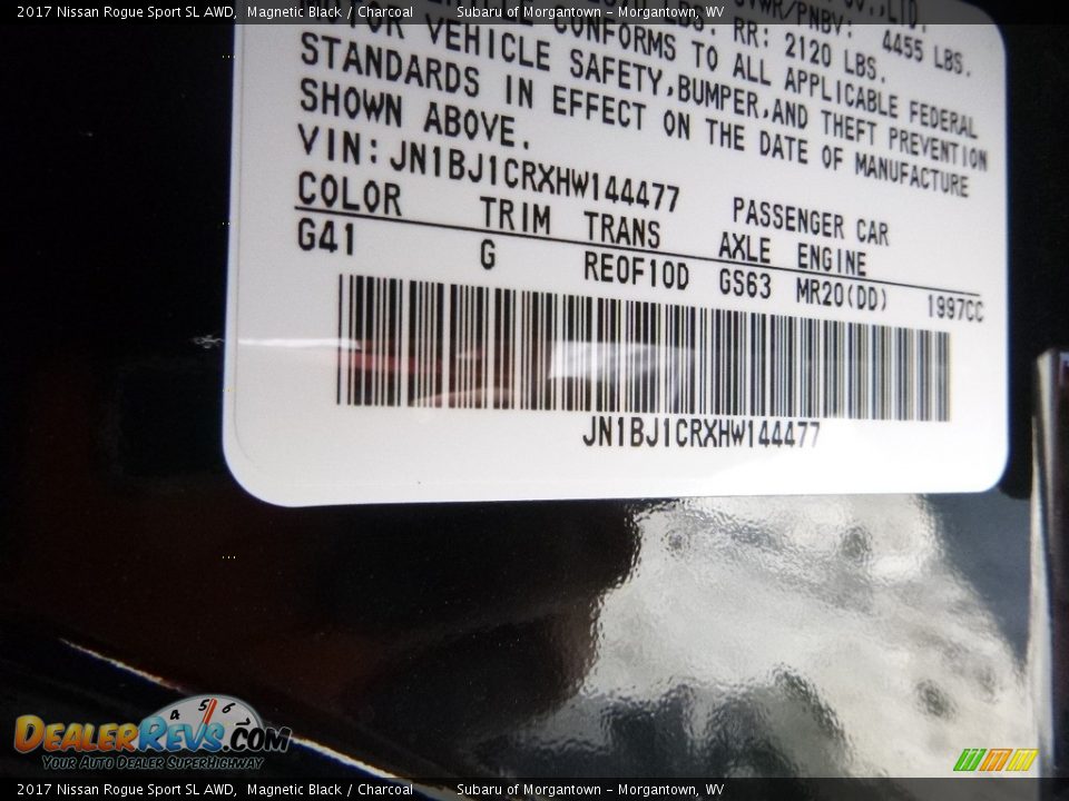 2017 Nissan Rogue Sport SL AWD Magnetic Black / Charcoal Photo #17