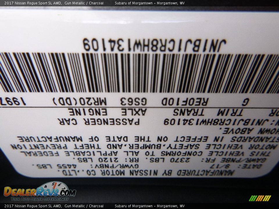 2017 Nissan Rogue Sport SL AWD Gun Metallic / Charcoal Photo #18