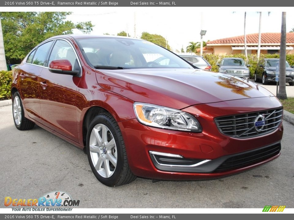 2016 Volvo S60 T5 Drive-E Flamenco Red Metallic / Soft Beige Photo #2