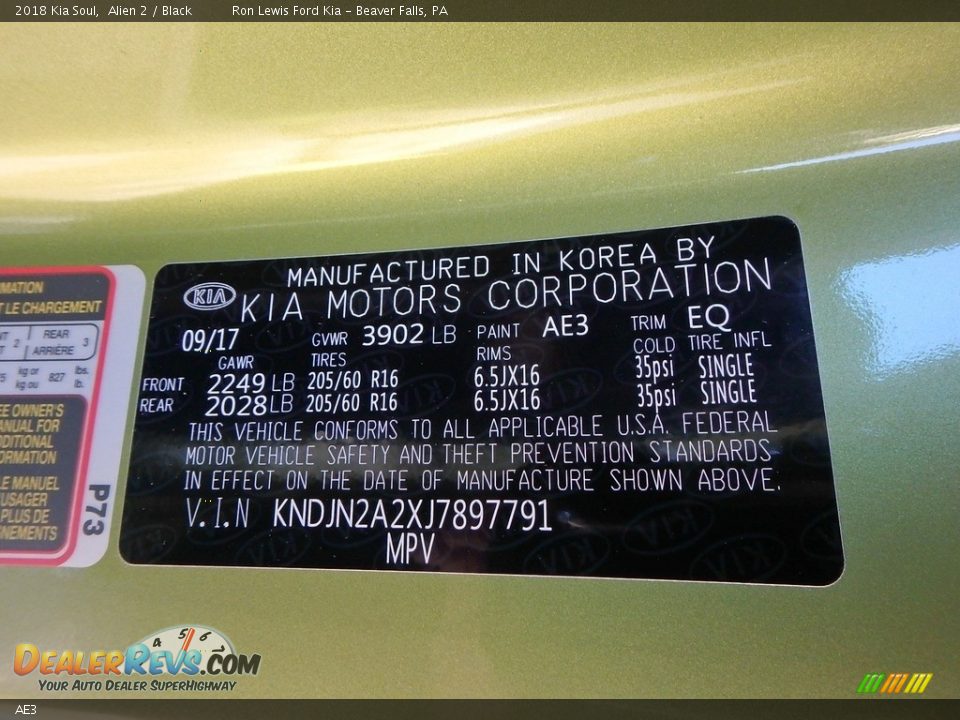 Kia Color Code AE3 Alien 2