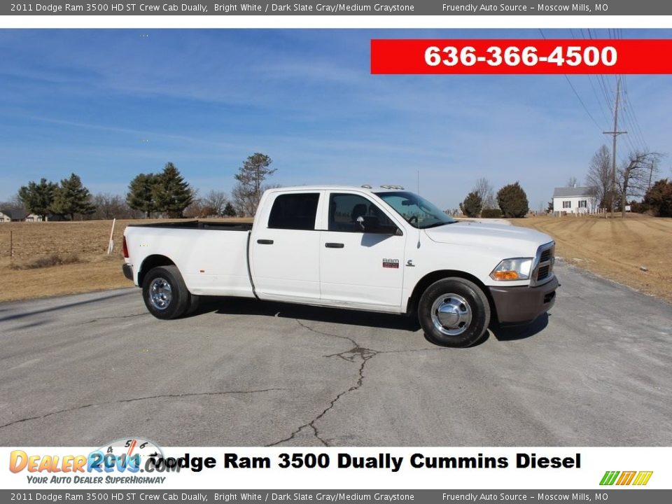 2011 Dodge Ram 3500 HD ST Crew Cab Dually Bright White / Dark Slate Gray/Medium Graystone Photo #1