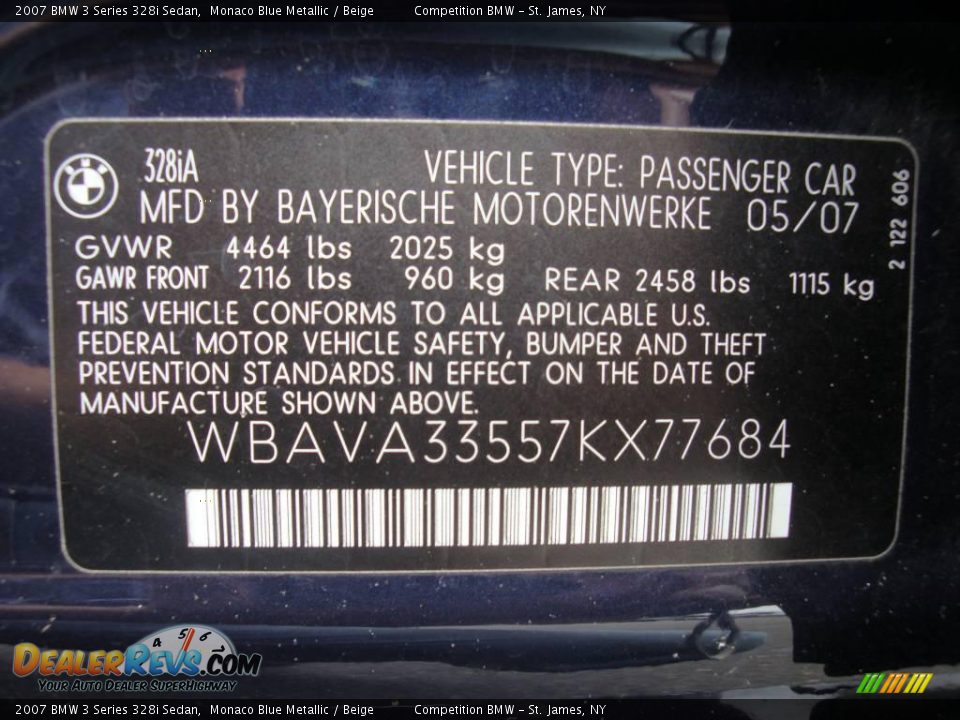 2007 BMW 3 Series 328i Sedan Monaco Blue Metallic / Beige Photo #15