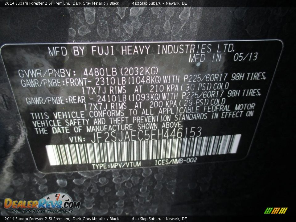 2014 Subaru Forester 2.5i Premium Dark Gray Metallic / Black Photo #30